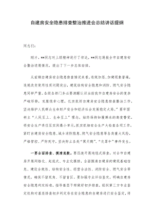 自建房安全隐患排查整治推进会总结讲话提纲.docx