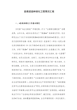 县推进造林绿化工程情况汇报.docx