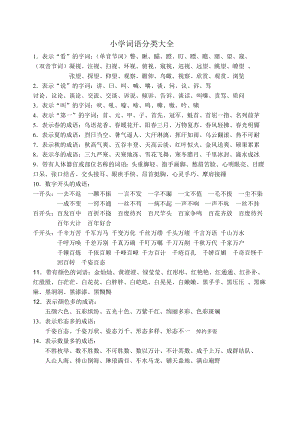 优秀资料（2021-2022年收藏）小学六年级语文词语分类大全.doc