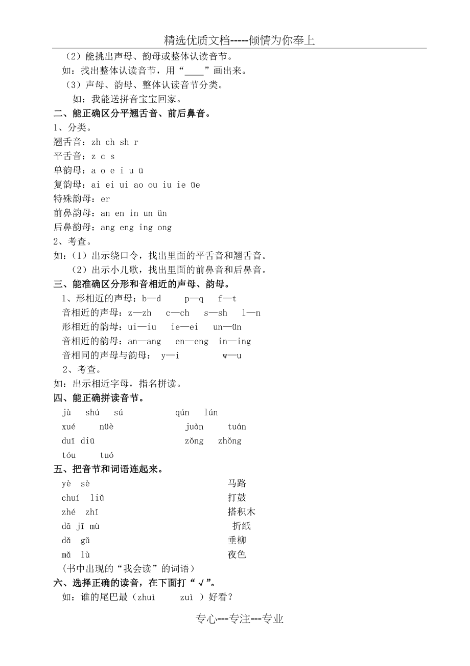 部编人教版一年级语文上册期末复习教案(共8页).doc_第2页