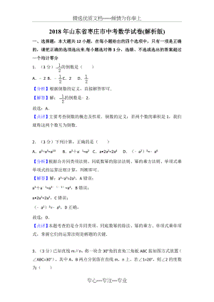 2018年山东省枣庄市中考数学试卷含答案解析(共25页).doc