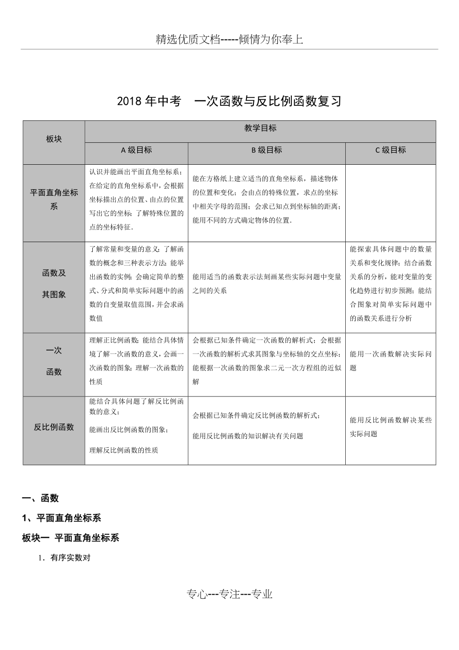 2018年中考一次函数与反比例函数复习(共46页).docx_第1页