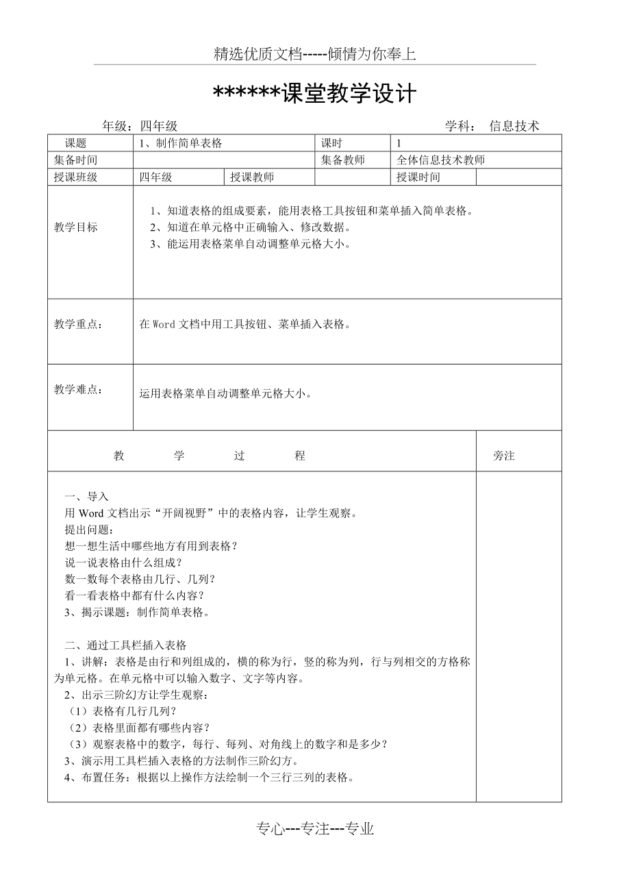 2016最新闽教版小学信息技术四年级下册教案(共36页).doc_第1页