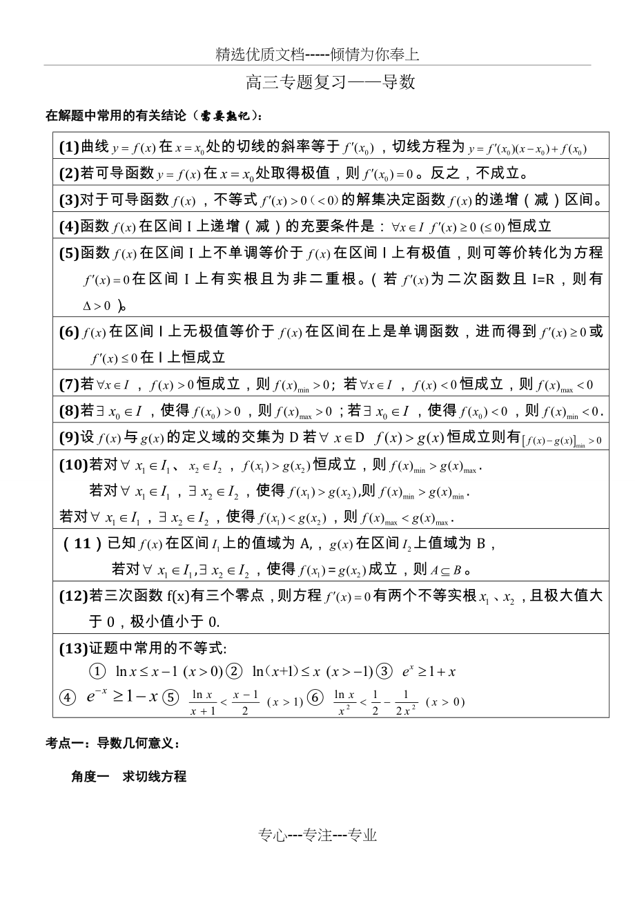 高二数学导数知识点总结及习题练习.docx_第1页