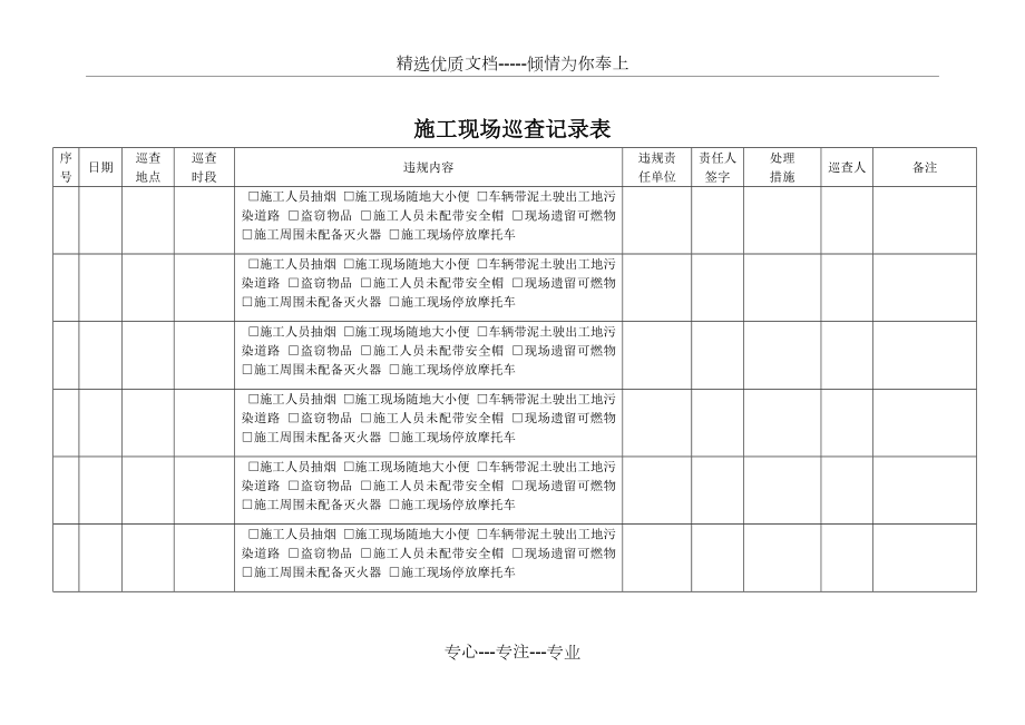 施工现场巡查记录表.docx_第1页