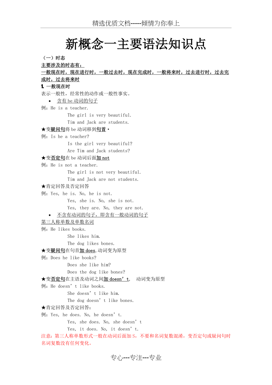 新概念第一册主要语法知识.docx_第1页