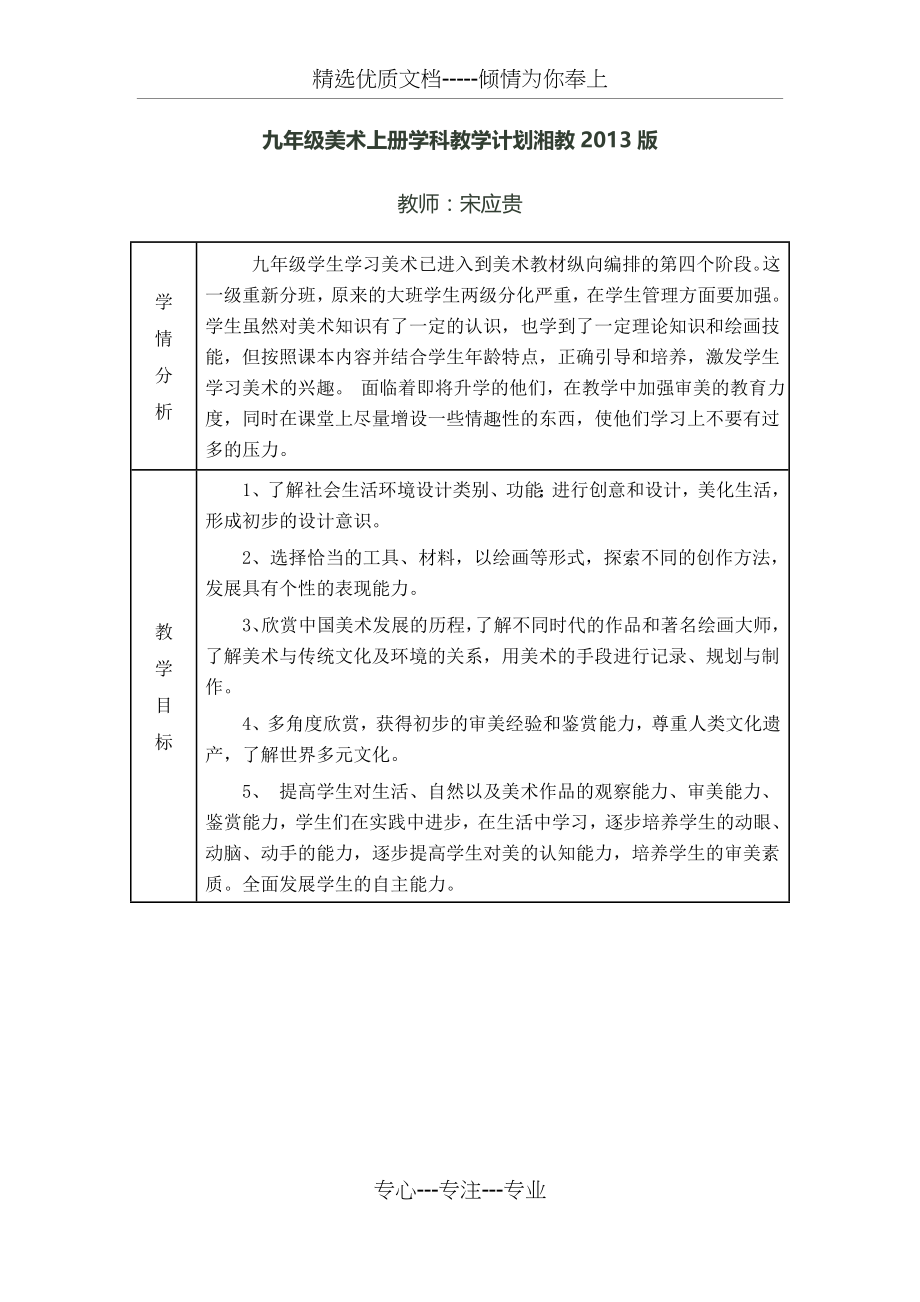 九年级美术上册教学计划-湘教版.docx_第1页