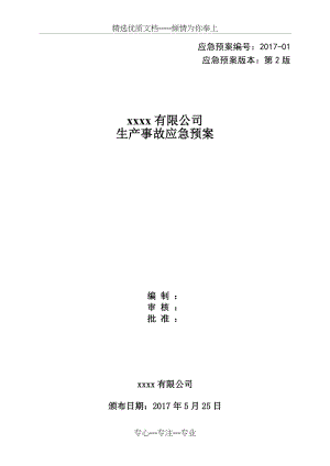 xx公司生产事故应急预案(备案).docx