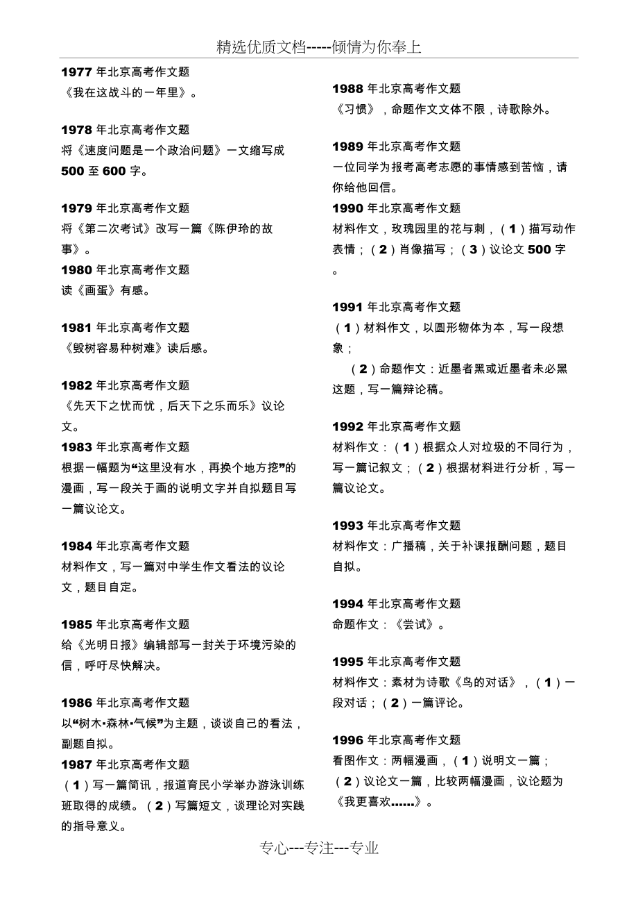 1977-2018北京高考作文题目汇编.docx_第1页